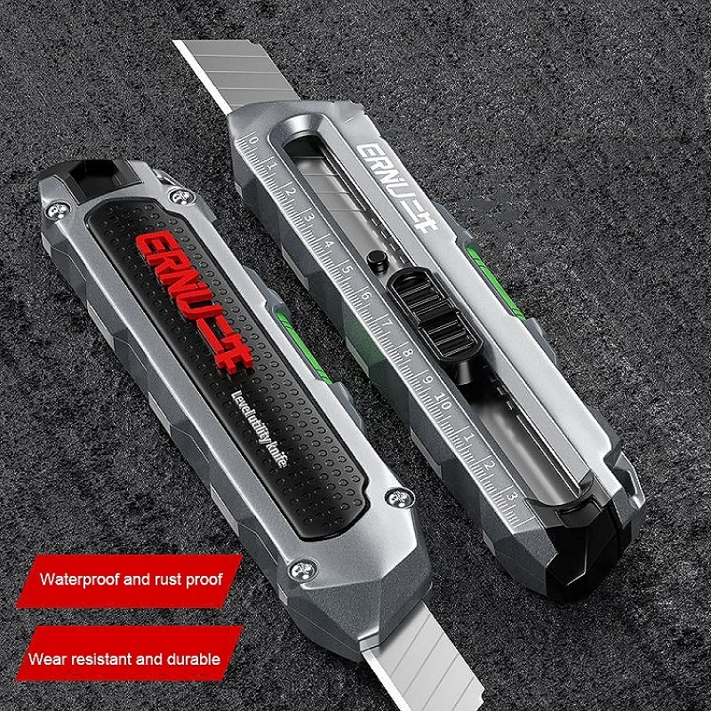 Multipurpose Utility Knife нож With Ruler and Level Cutting Tool Blade Safety Lock Design for Measuring Cutting Carton
