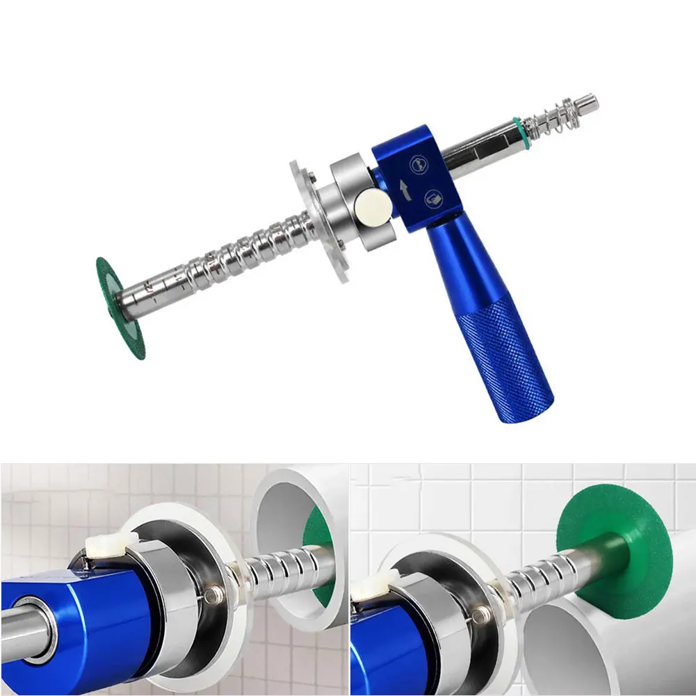 

Diamond grit pipe inner cutter for electric drill with resistant alloy steel fixed blade for tough cutting jobs