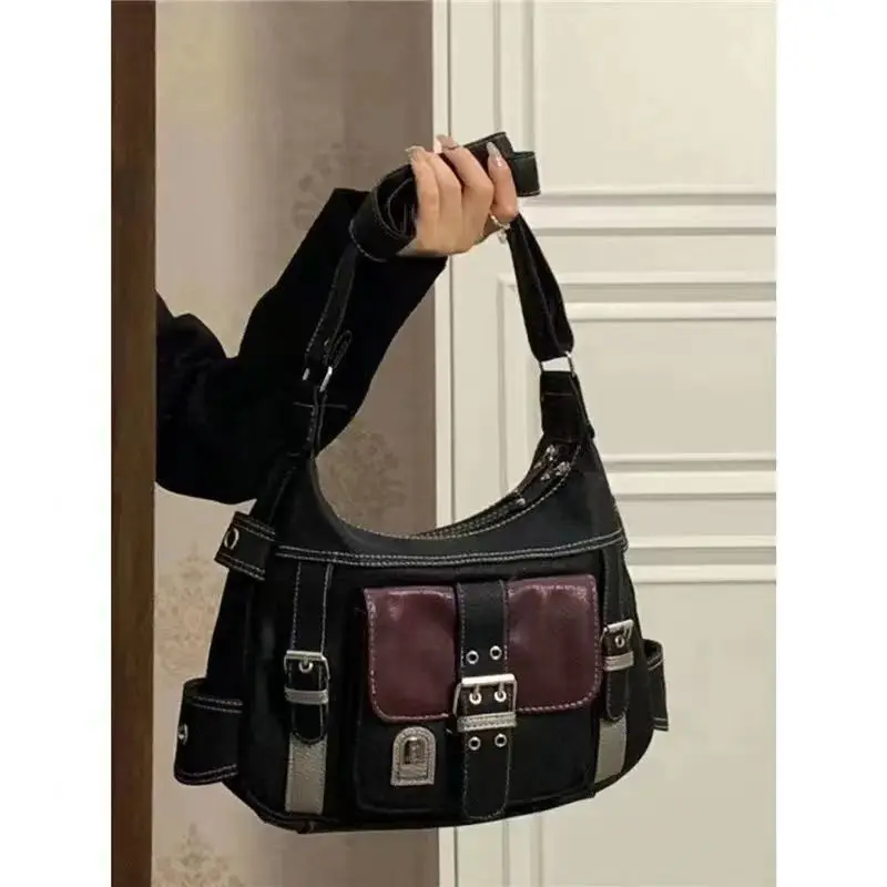 Kk 2024 Nieuwe Middeleeuwse Gepersonaliseerde Zachte Leren Dames Contrasterende Enkele Schouder Crossbody Tas Top-Handvat Tassen Dames