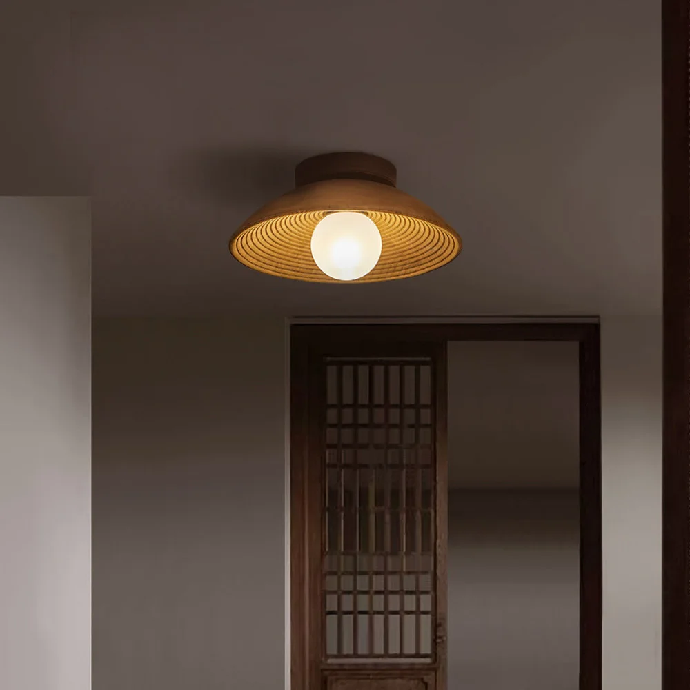 

Retro Style Ceiling Lamp Wood Tone Resin Ceiling Light For Cloakroom Bedroom Study Room Child Corridor Home Indoor Lighting