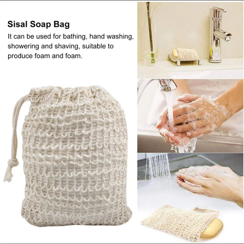 48Pcs Shower Bath Ramie Soap Bag Natural Ramie Soap Bag Exfoliating Soap Saver Pouch Holder