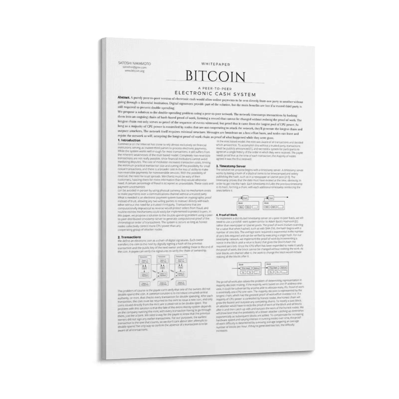 

BITCOIN WHITE PAPER Canvas Painting room decor aesthetic room decor room decorations for men nordic home decor