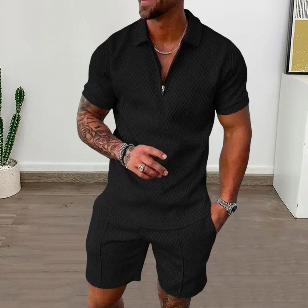 Summer Style European And American Short-sleeved Shorts Two-piece Sports And Leisure Men's Suit