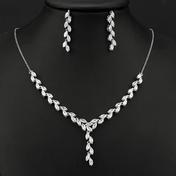 Emmaya New Arrival Fashion Statement Noble Zirconia Necklace And Earring Women&Girls Exquisite Jewelry Set Fancy Gift