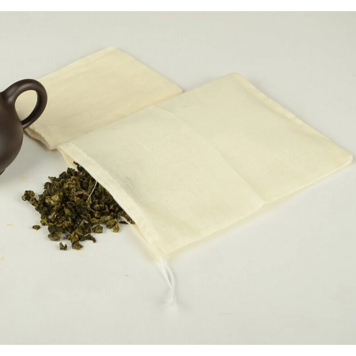 

10Pcs Cotton Drawstring Filter Bags High Quality Tea Nut Milk Spice Herbal Juice Strainer Bag Leak Proof Solid Waste Filter