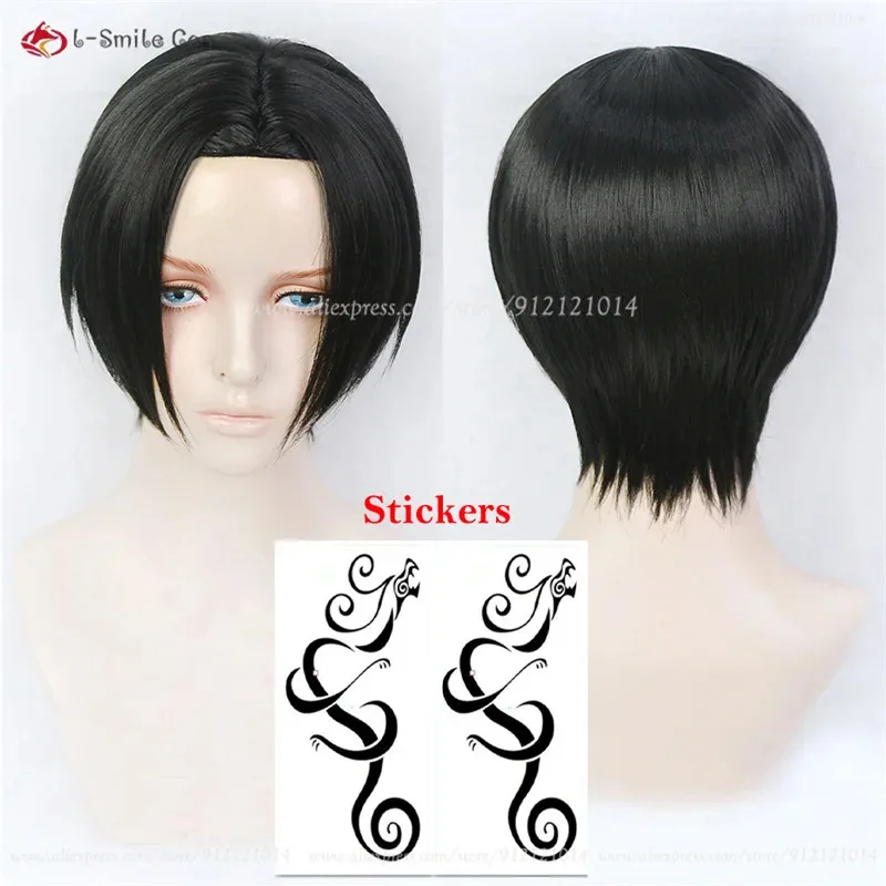 Anime adulte Manjiro Sano Cosplay perruque noir court Mikey Anime Cosplay perruque avec autocollants de tatouage cheveux résistants à la chaleur + bonnet de perruque