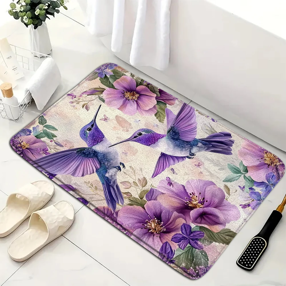 Bathroom Floor Mat Carpet Rug - Flowers Pattern Non-Slip Door Mat Entrance Floor Decor for Living Room Home Decoration Doormat