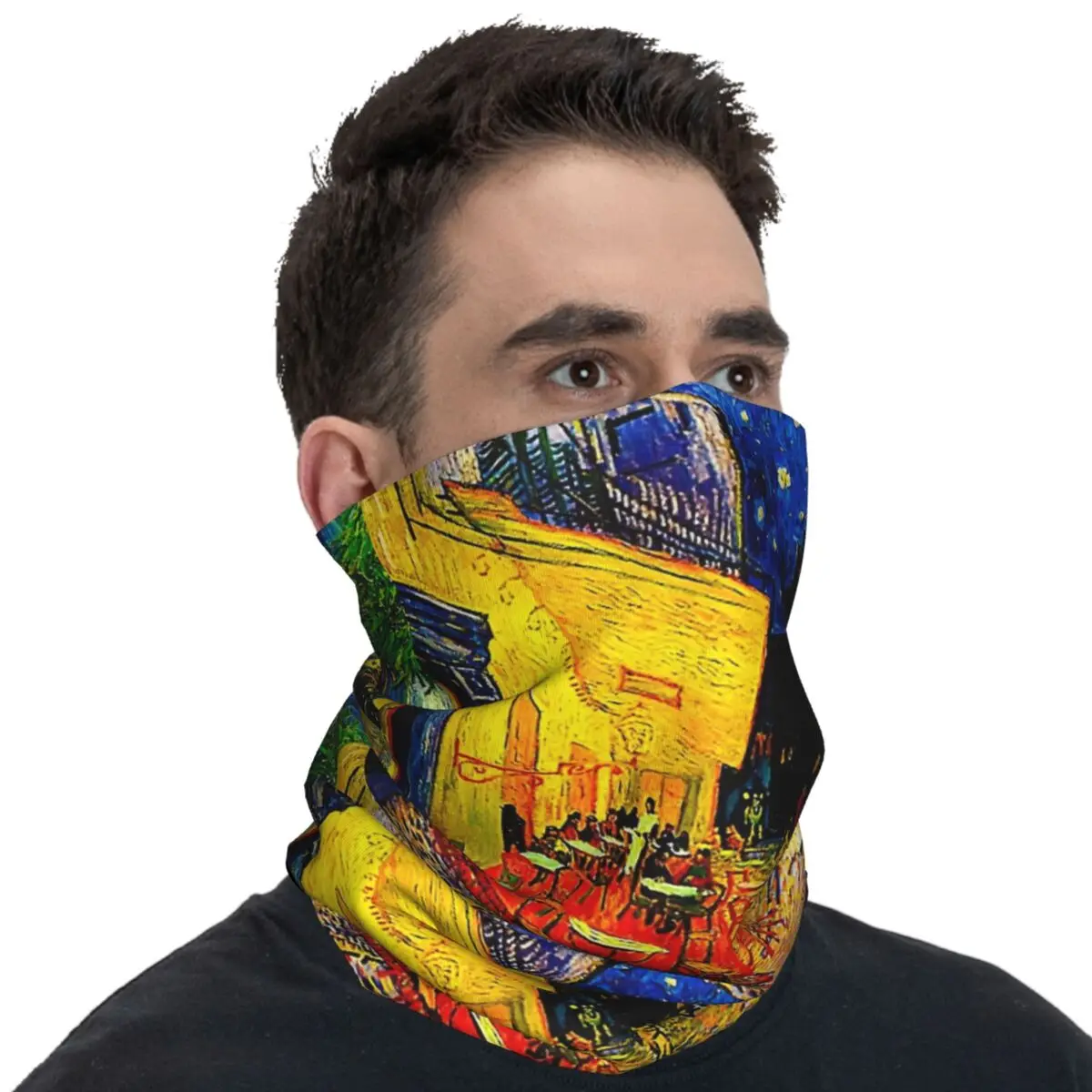 Outdoor Sports Balaclava Art Cafe In The Night Bicycle MaskSoft Warm Face Cover Mask Cool Riding Fishing Dustproof Scarf Bandana