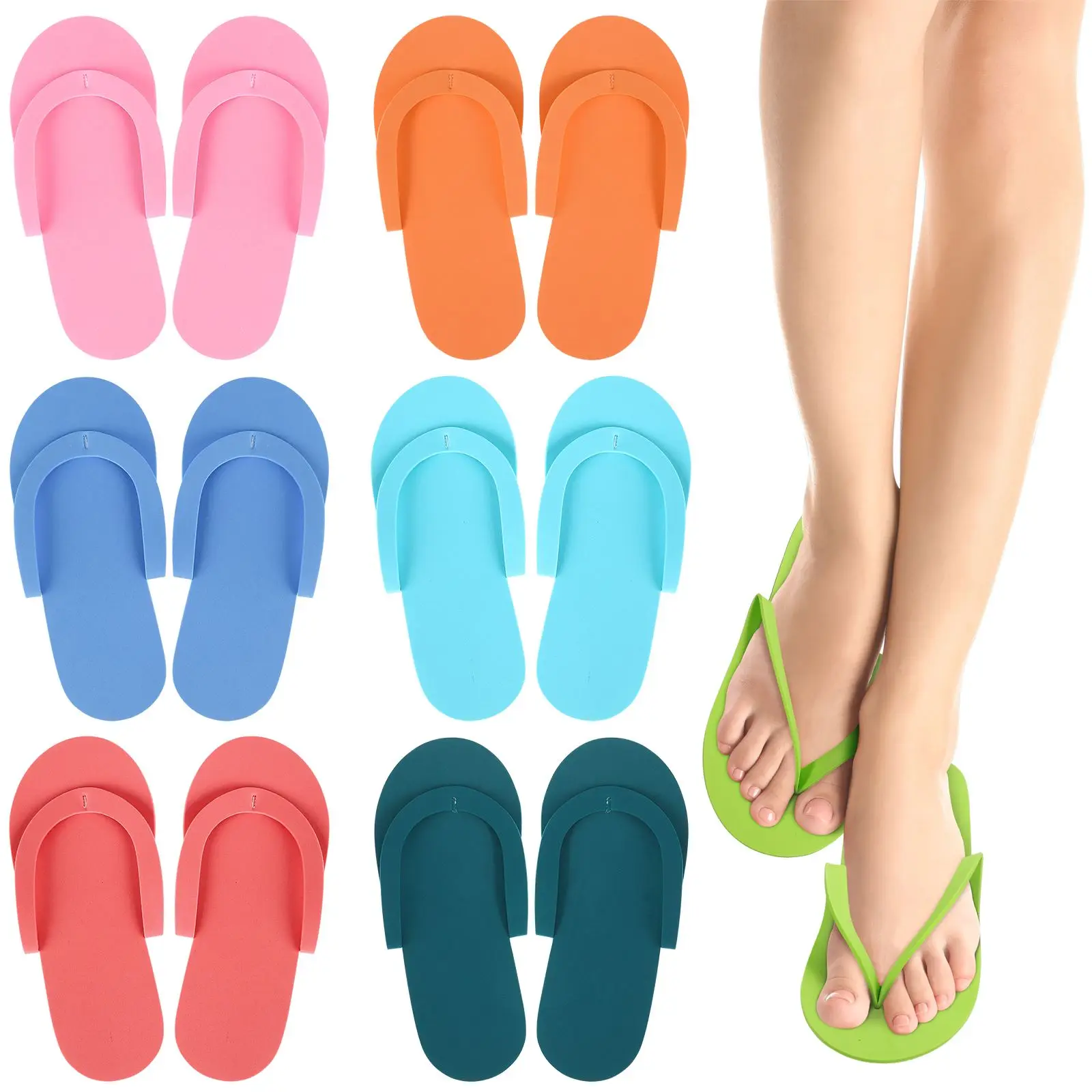 

36 Pairs Disposable Slippers Foam Slippers Disposable Spa Slippers Flip Flop Slippers For Pedicure Spa Salon (Random Color)