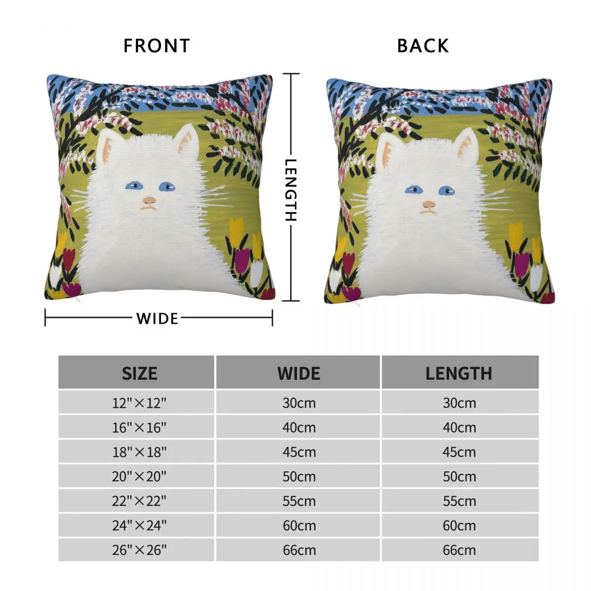 Maud Lewis Cat Square Pillowcase Polyester Linen Velvet Printed Zip Decorative Throw Pillow Case Bed Cushion Case