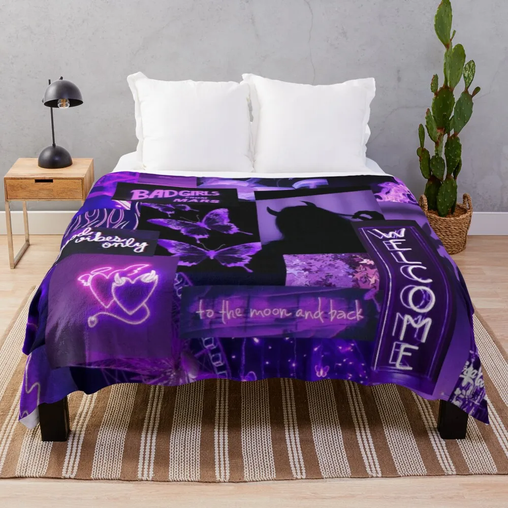 

DARK PURPLE girl aesthetic Throw Blanket Decorative Sofa Blankets Picnic Blanket Kid'S Blanket