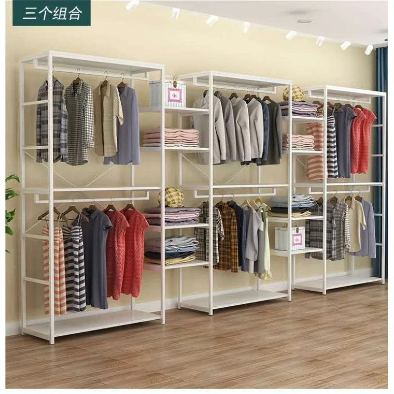 custom，Best Selling Shiny Metal  2 Way Clothing Display Rack Clothing Store Display Stands