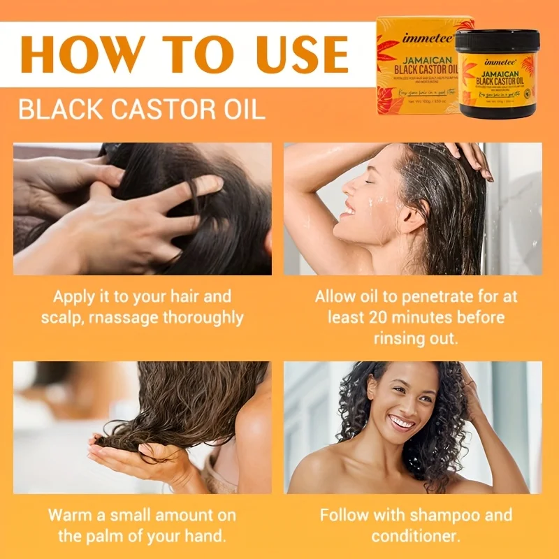 Black Castor Oil Pure Cold-Pressed for Hair Growth, Skin Moisturizing and Scalp Health - Promoting Thick Hair