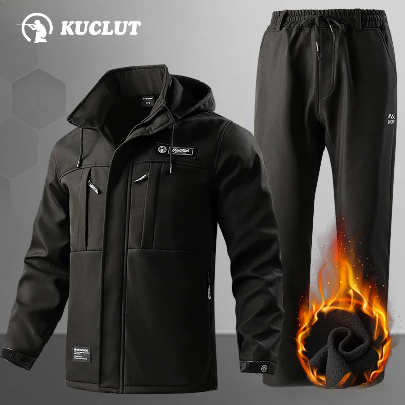 Winter Camouflage Set Men Windproof Outdoor Assault Tactic Uniform Multi Pocket Hooded Warm Wear Resistant Labor Protection Suit