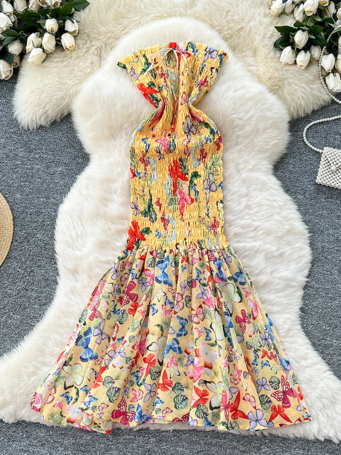 Summer Vaion Sle Women's Floral Print Slim Fit Svel Bustier High Waist Fi Tail Dr Beach Skirt Korean Version