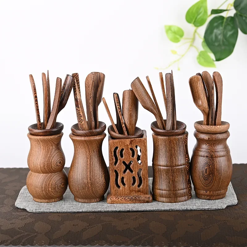 Black Sandalwood Tea Ceremony Chicken Wings Solid Wood Six Gentlemen Kungfu Set Accessories Making Tools Clip Spoon