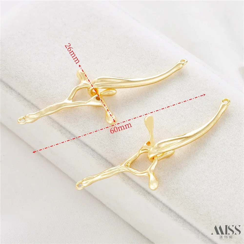 

14K Package Gold Colored Lava Hook Irregular Shaped Connection Buckle Pendant DIY Pearl Bracelet Necklace Accessories