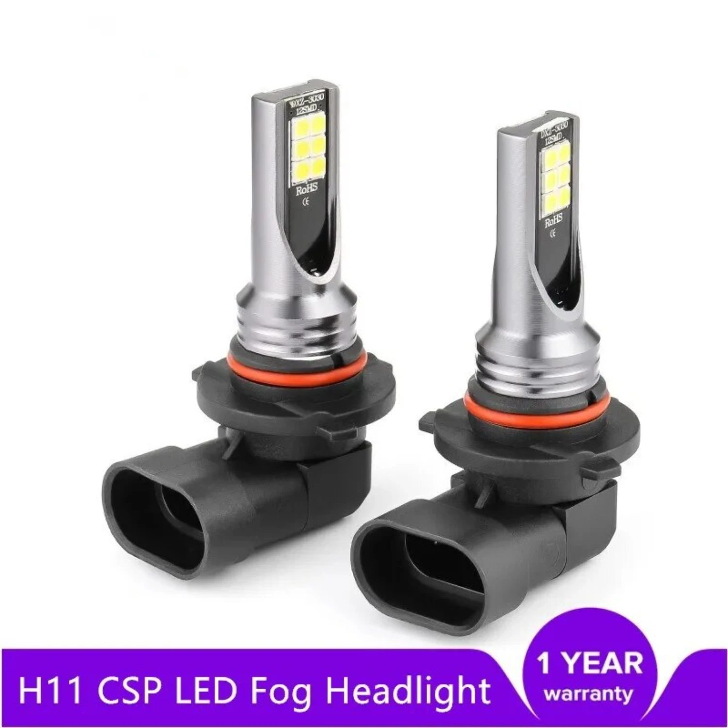 

Enhanced Visibility and Safety 2pcs High Brightness White CSP LED Car Fog Headlight Bulbs for H8 H9 H1 H3 H11 9005 HB3 9006 HB4,