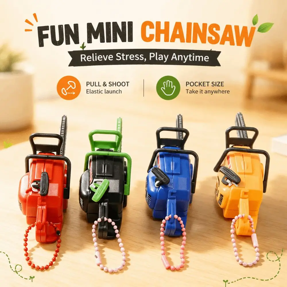 Plastic Electric Saw Keychain Clockwork Pull Rope Power Saw Bag Pendant Realistic Handheld Logging Saw Gift Key Decor