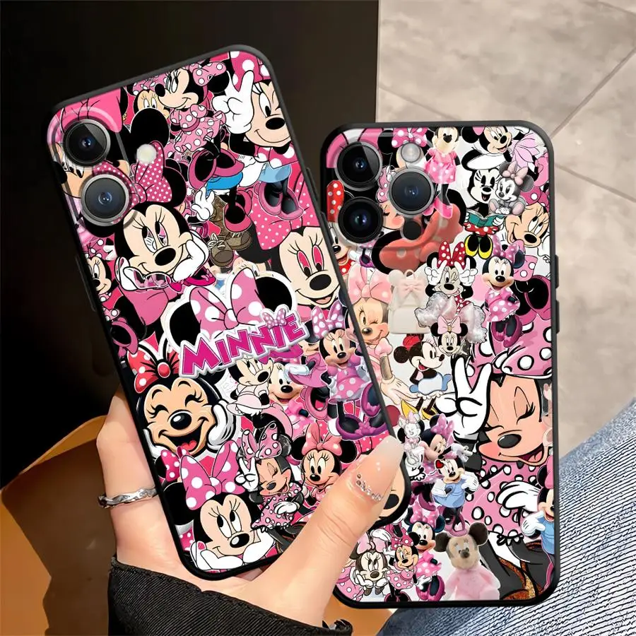 Disney Super Cute Cartoon Minnie Soft Back Phone Cover Case for iPhone X XS XR 17 16 Pro Max 14 15 Plus 13 Mini 17Air 7 8 SE 12