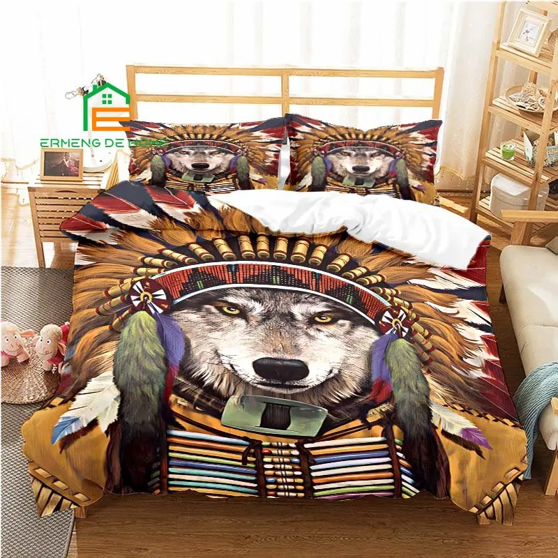 

Animal Wolf Native Pattern Duvet Cover Set Bedding for Aldult Kids Bed Set Game Quilt Cover Comforter Cover Bedding Set