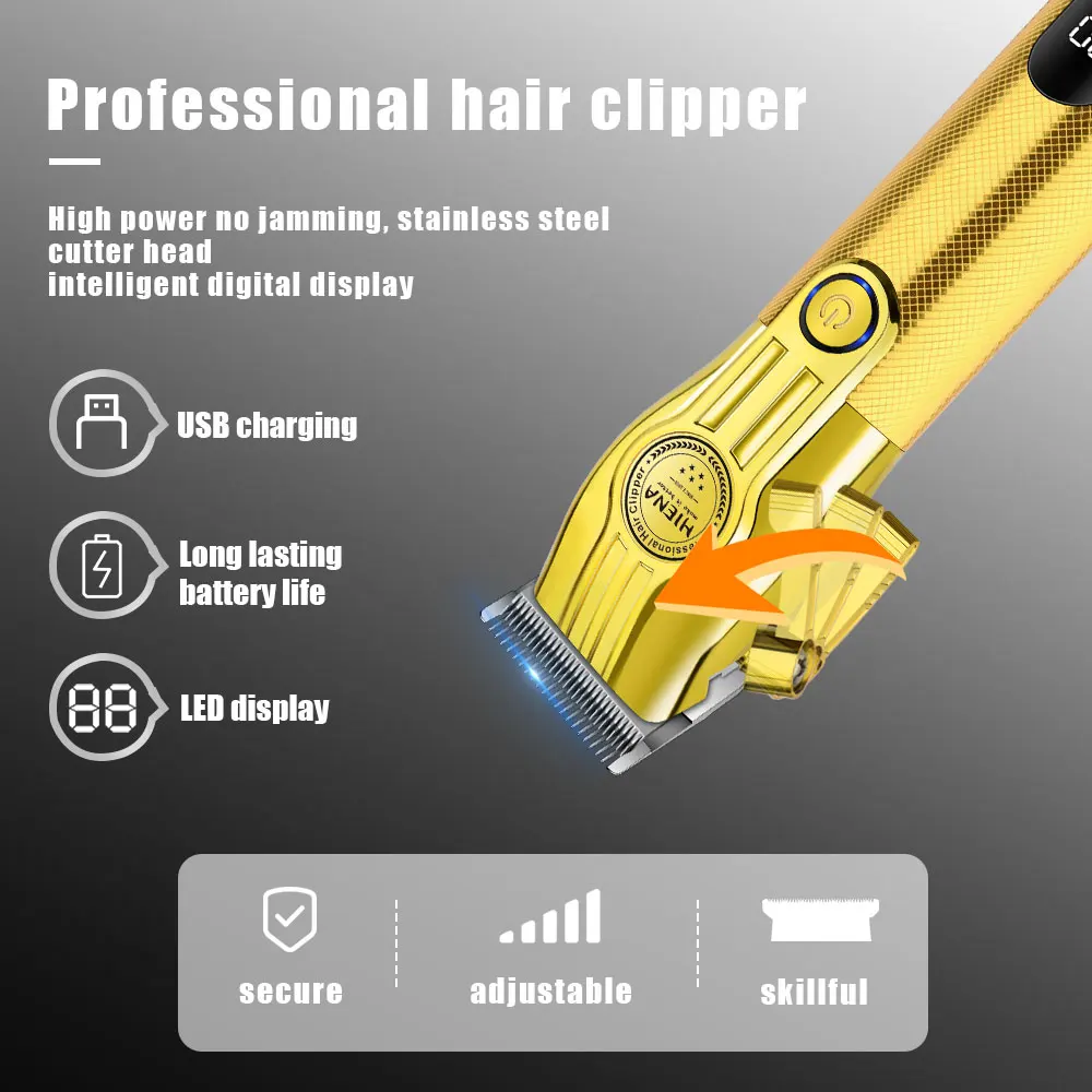 hiena Hair Clipper Hair Trimmer Professional Electric Hair Clipper Barber Hair Cutting Machine Haircut Metal Trimmer for Men