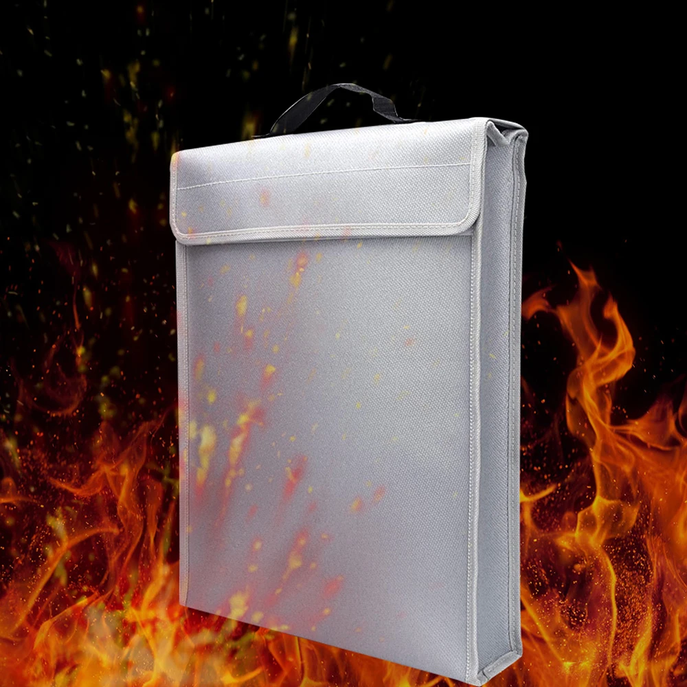 Portable Fireproof Document Bag Holder Pouch Home Office Safe Bag Fire & Water Resistant File Folder for Laptop Jewelry Cash