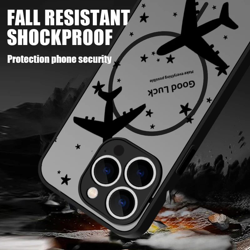 Flugzeug Wahrzeichen Etikettenhülle für iPhone 16 Pro Max Coque iPhone 16e 15 14 13 Pro Max 17 Luft magnetisch für Magsafe Wireless Charge