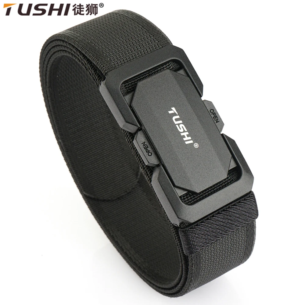 

Новый эластичный повседневный ремень TUSHI для мужчин с быстросъемной металлической пряжкой, тактический пояс для активного отдыха, регулируемый синий походный ремень для мужчин