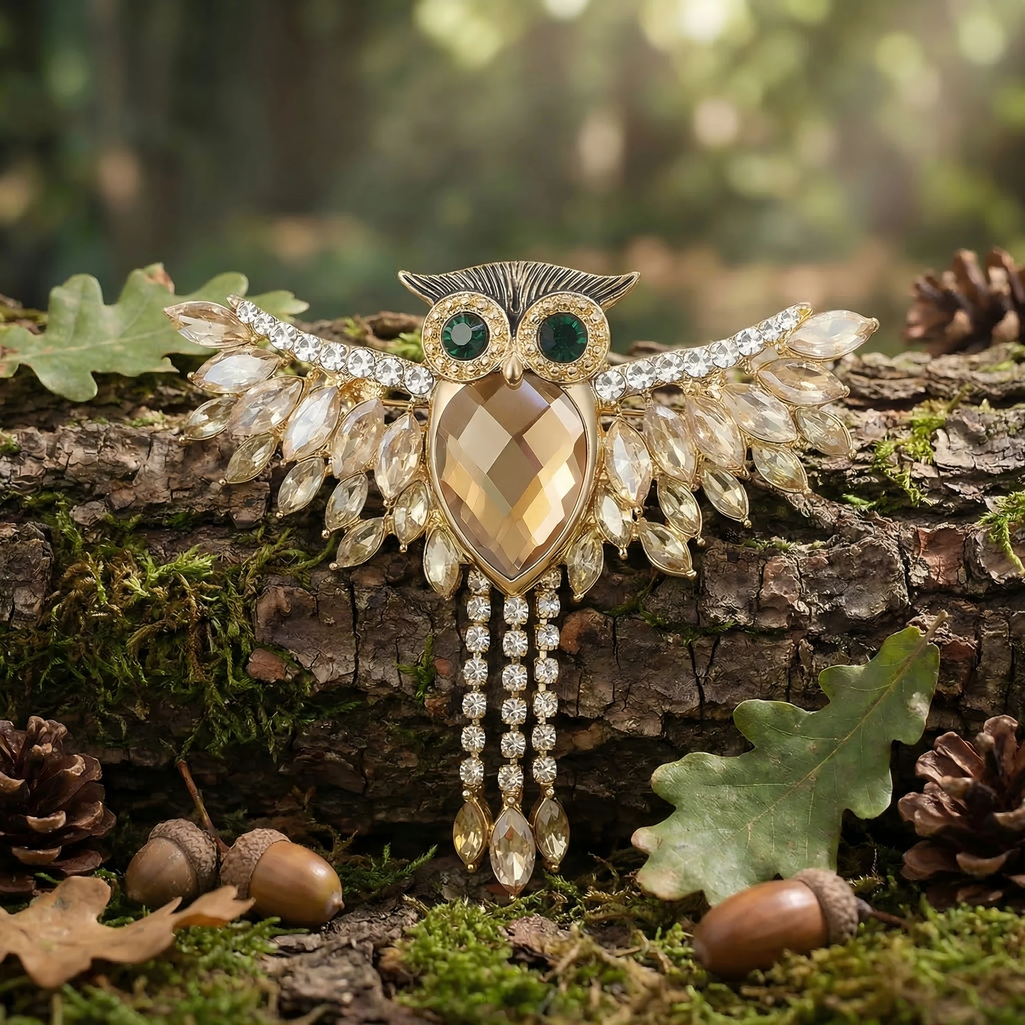 

Luxury Rhinestone Owl Brooch for Women Unisex High end Animal Pins Keychain Event Party New Gifts Jewelry Decoration Accessories