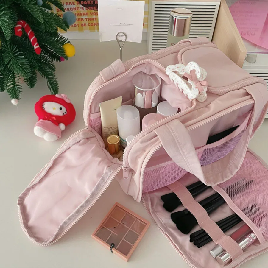 Neue Damen-Kosmetiktasche, tragbare Aufbewahrungstasche, große Kapazität, luxuriöse Make-up-Tasche, Reiseveranstalter, Essentials-Kulturbeutel – Detail 1