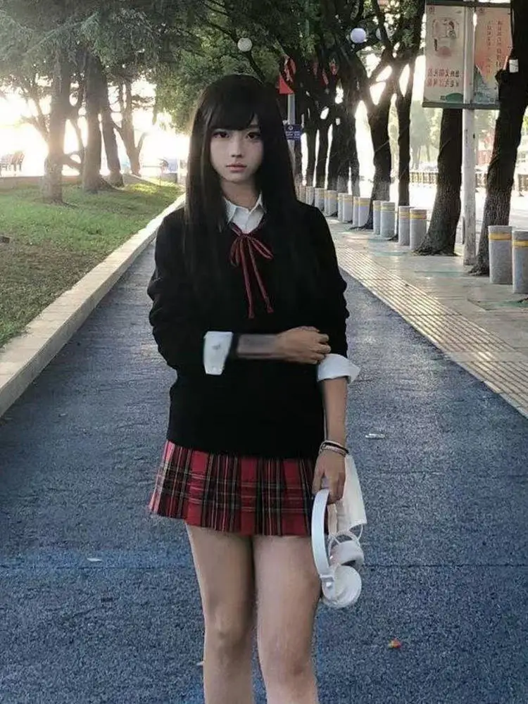 

Японский вязаный свитер Long Sve School orm JK orm f Юбка Женский комплект школьных принадлежностей Комплект из четырех предметов