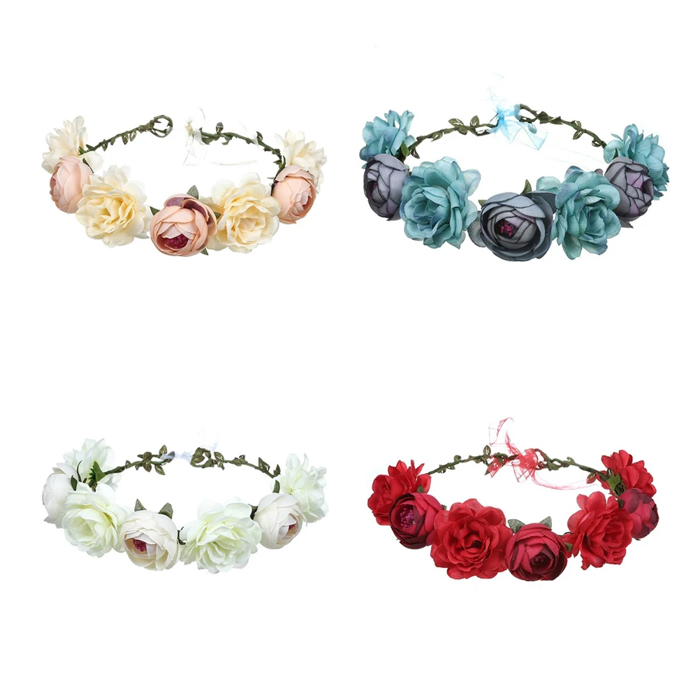 

4pcs Bridal Headb Decor Flower Accessories Wedding Bridesmaid Headpiece Simulation Rose Elegant