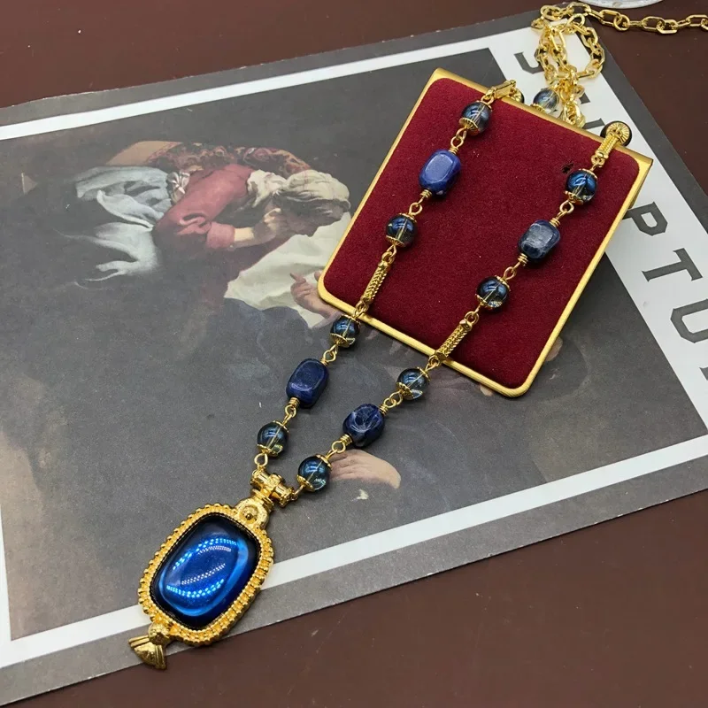 NISHIZAWA สีฟ้าต่างหูผู้หญิงเรขาคณิต Palace สไตล์ Pendientes Mujer Vintage Elegant Evening Party เครื่องประดับ