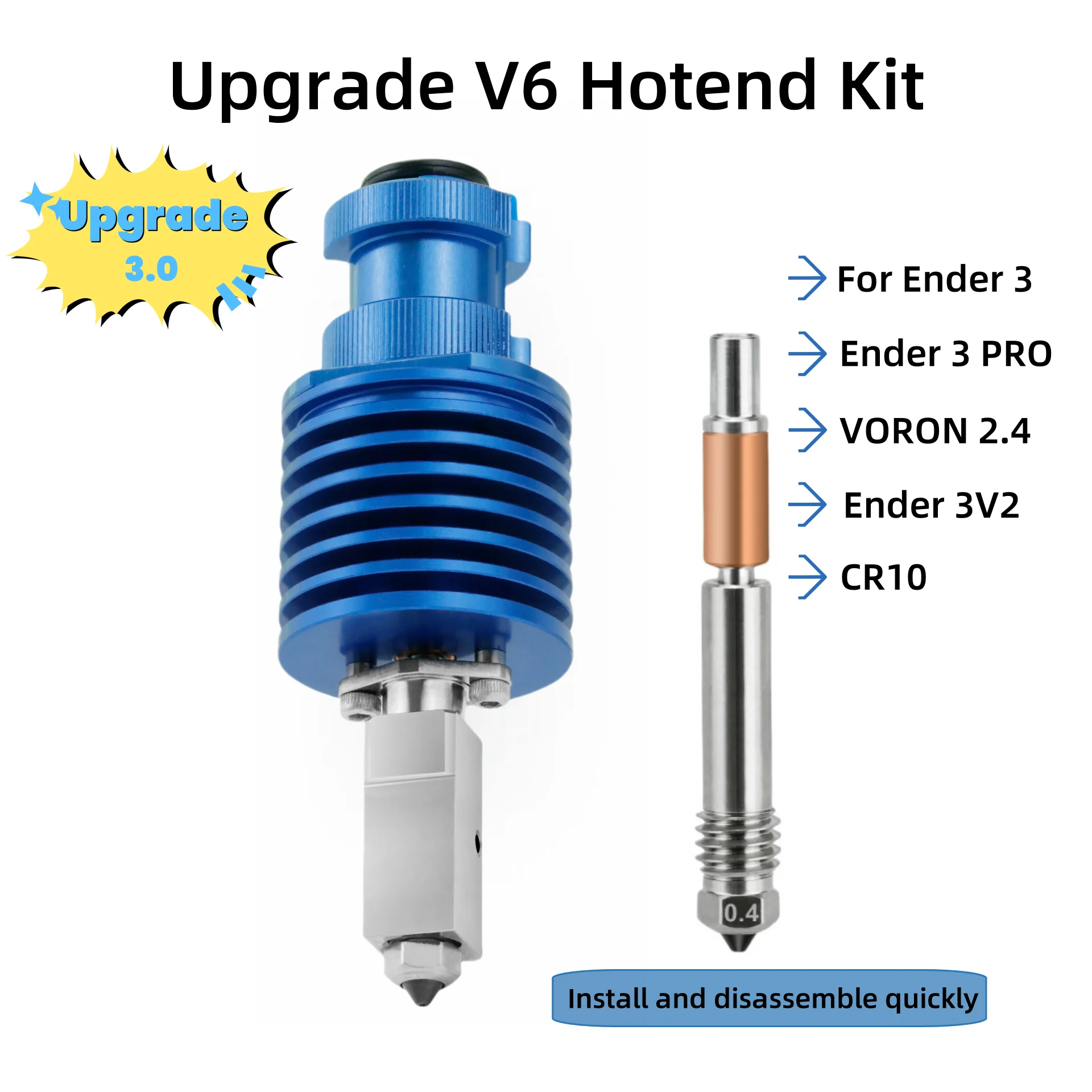 Hotend Upgrade TZ V6 3.0 Hotend Ceramic Heating Pad for Ender 3 Ender 3 V2 Ender 3 Pro FDM Vorn 2.4 High Speed Printing