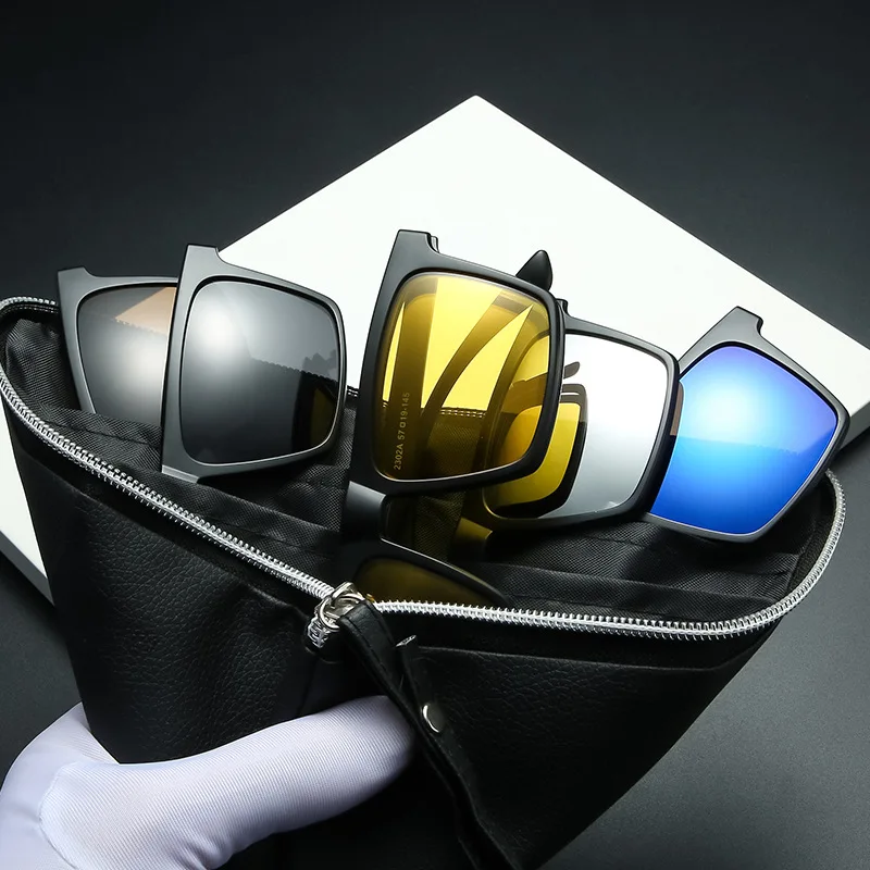VCKA Reading Prescription Glasses Men Retro Optical Square Eyeglasses Women Polarized Magnet Clip on Sunglasses  +1.0~+4.0