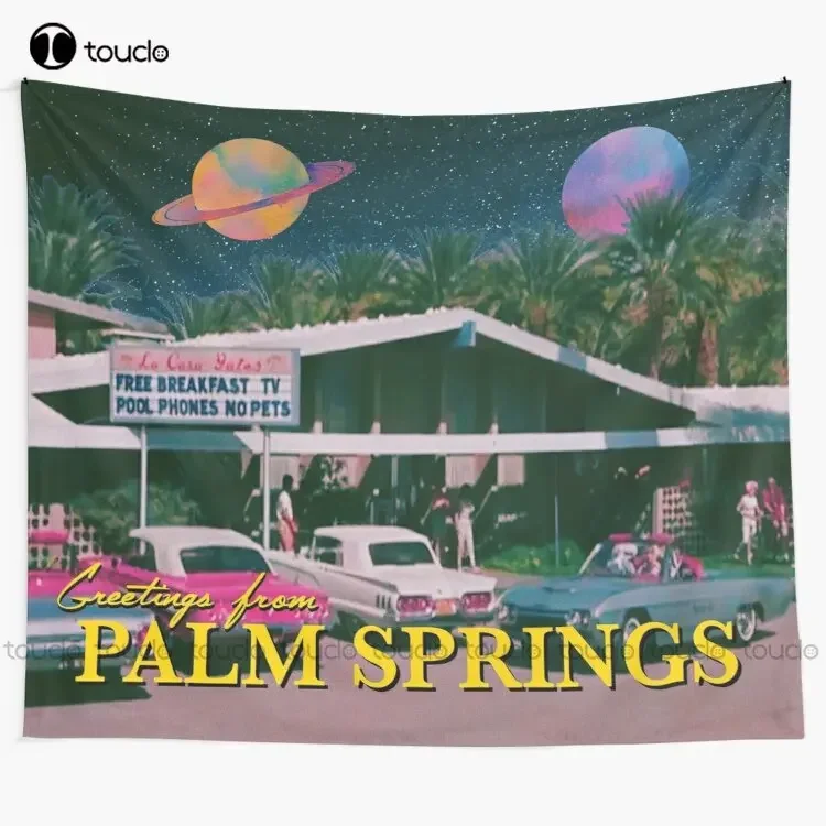 Greetings From Palm Springs Tapestry Tapestry Wall Hanging For Living Room Bedroom Dorm Room Home Decor Printed Tapestry
