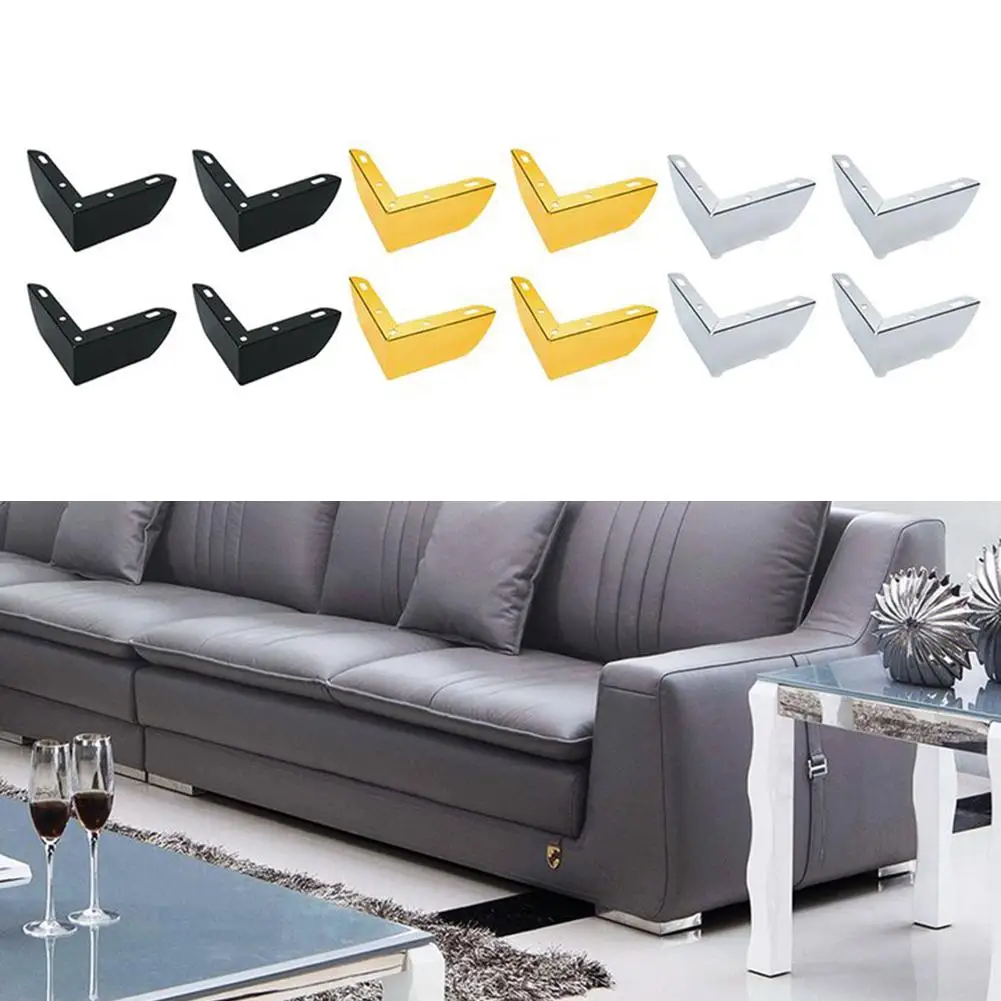 4 PCS Simple L-Shaped 2-In-1 Furniture Leg Carbon Steel Three-pronged Feet Triangle Sofa Legs DIY Furniture Hardware Legs