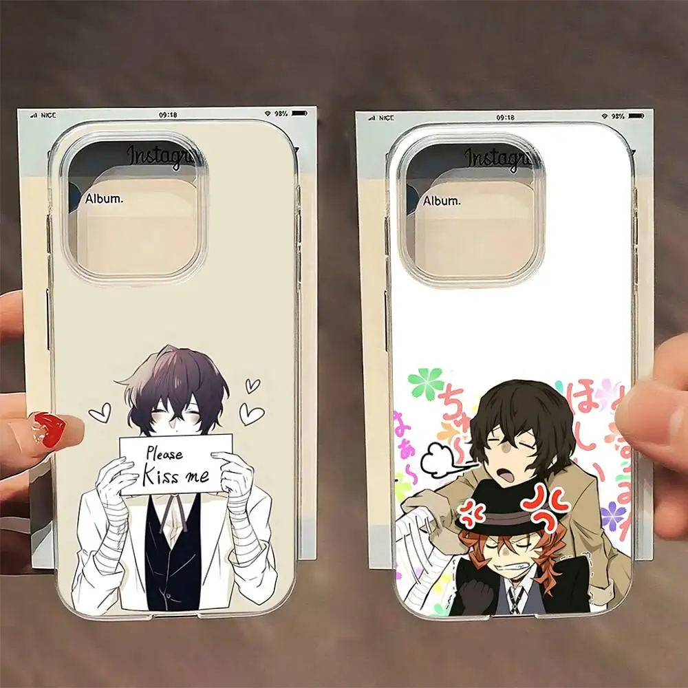 

Dazai B-Bungo Stray Dogs Phone Case For iPhone 16,15,14,13,12,11 Pro,Max,Plus,X,XS,XR,SE,Mini Transparent Silicone Soft
