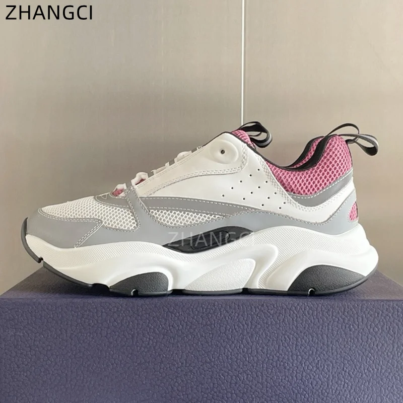 B22 Sneakers, Men Fashion Hip Hop Leathers Colorblock Sneakers, Classic Breathable Platform Sports Shoes, Oversize & Running