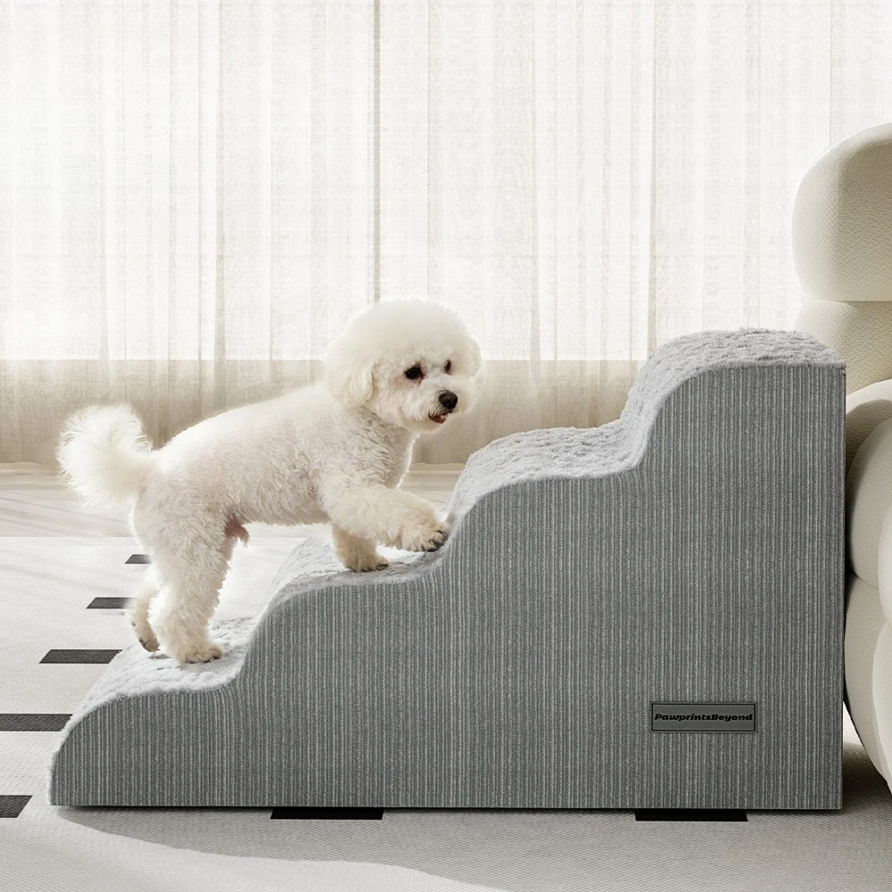 4 Steps Ladder Dogs Pets Fluffy Puppys Stairs Beside Sofa Bed Ramp for Dogs Protecting Pets Joint Safety Stairs for Elderly Dogs