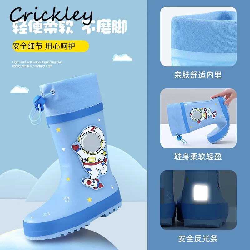 New Unicorn Mermaid Boys Girls Rain Boots Cartoon Dinosaur Astronaut Rubber Children Water Shoes Waterproof Kids Rain Shoes