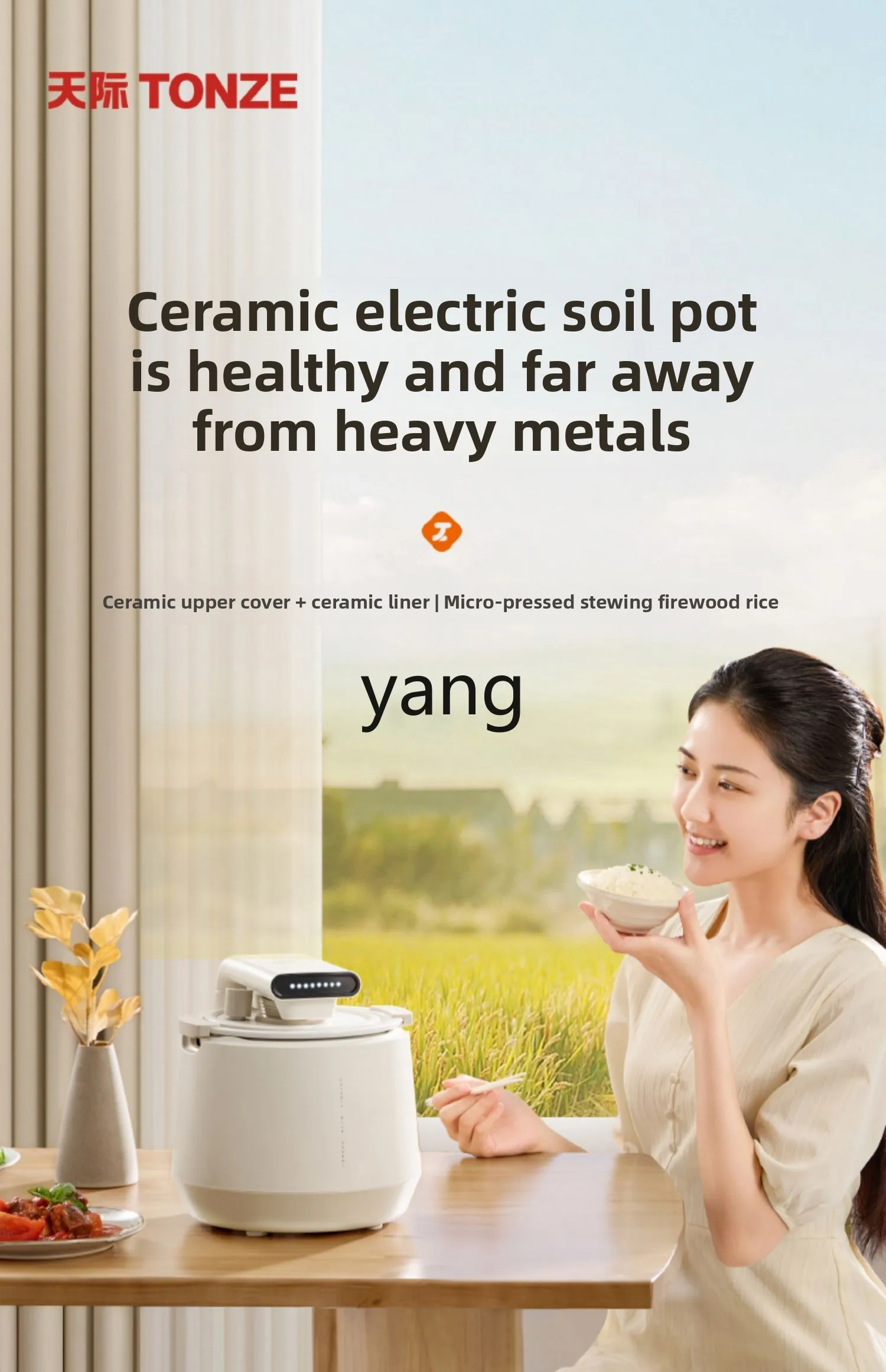 CX full ceramic inner tank rice cooker household rice cooker 2L uncoated