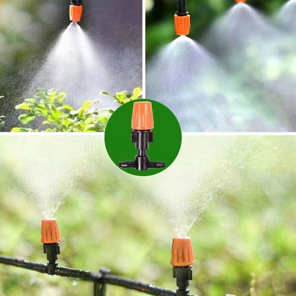 Fog Nozzles irrigation system Portable Misting Automatic Watering 5-40m Garden hose Spray head with 4/7mm tee and connector