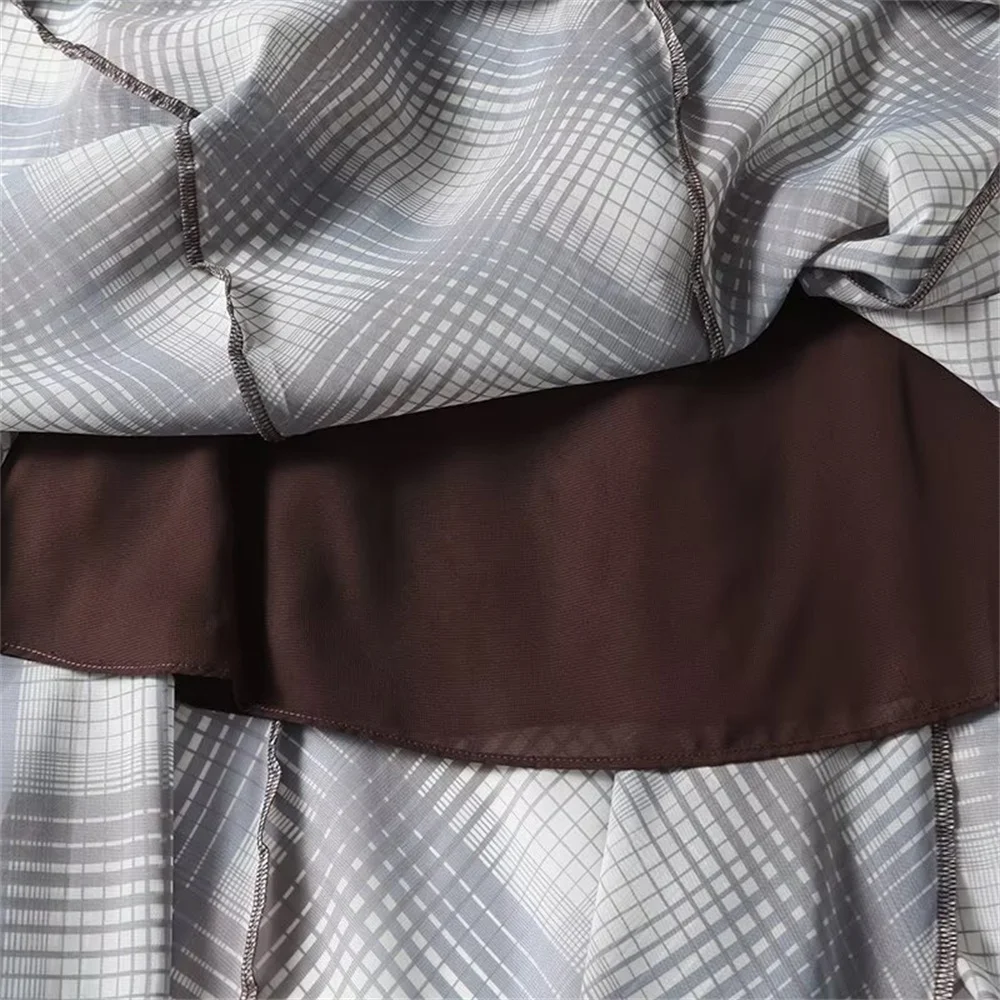 Autumn New Product Fashionable and Casual Women's Clothing plaid Printed Floating Horn Half length Skirt