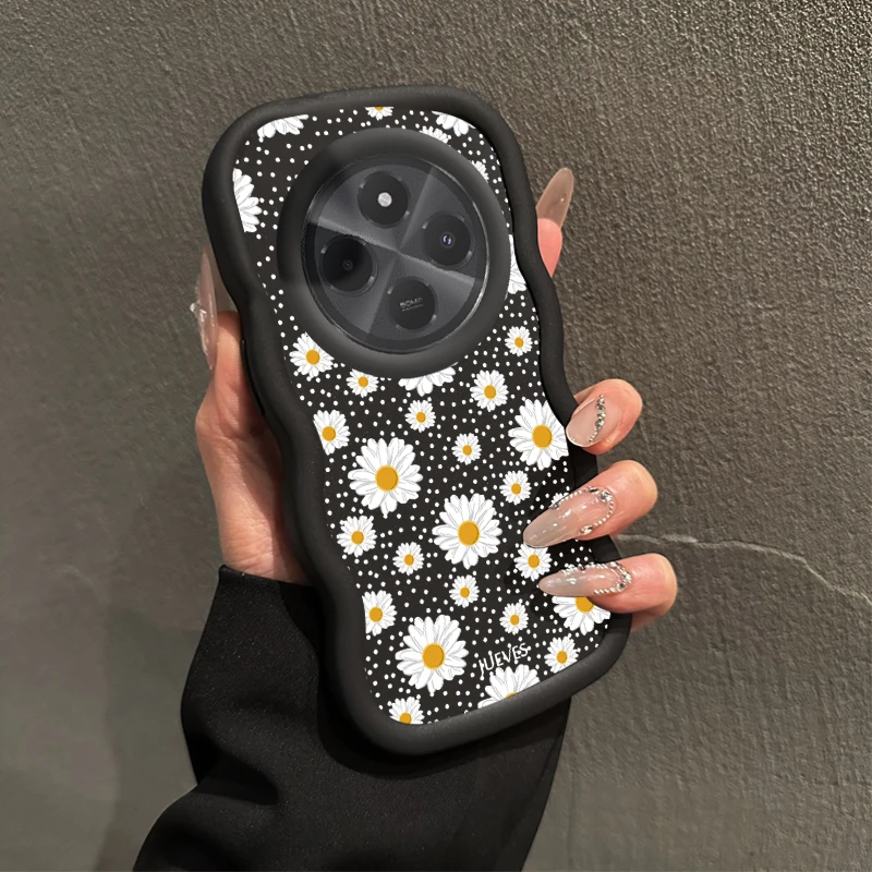 14C Weiße Gänseblümchen-Wellenform-Silikon-Handyhülle für Redmi 14C 14R 13R 13 13C 12C 12R 12 10Prime 10 10A 10C 9ACtiv 9i 8A Abdeckung