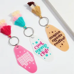 Mother's Day Acrylic Colorful Tassels MAMA Keychain for Women Creative Cool Moms Club Letters Key Ring Handbag Car Birthday Gift