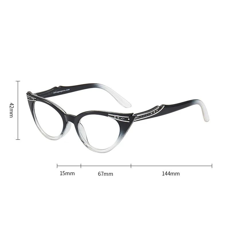 New Diamond Inlaid Cat Eye Presbyopia Glasses Classic Candy Color Reading Glasses Men and Women Eyeglasses Diopter 0 To +4.0