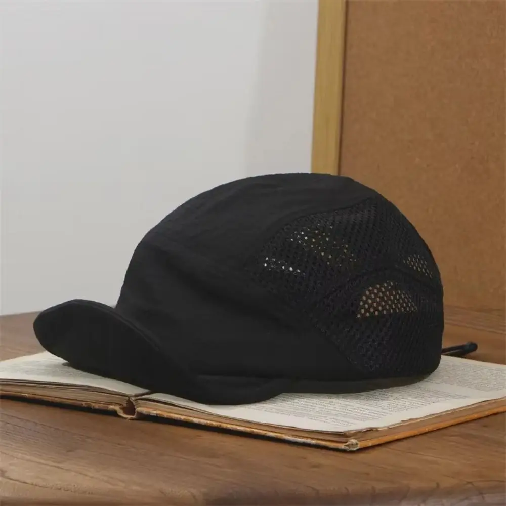 

Hip-hop Short Brim Baseball Cap Quick-drying Outdoor Sports Mesh Sun Hat Breathable Casual 5 Panel Hat Camping Fishing
