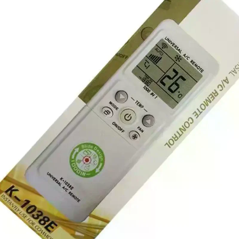 K-1038E 1000-in-1 Universal AC Remote Control 1Pcs Replacement Long Battery Life for Home Dorm Air Conditioner Units